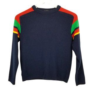 Vintage 1980's Meister Unisex Kid's Blue 100% Wool Crew Neck Sweater Size Small